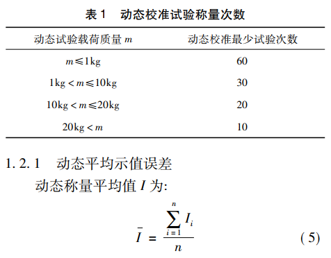 動態(tài)校準(zhǔn)試驗稱量次數(shù)